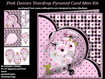 Pink Daisies Teardrop Pyramid Card Mini Kit