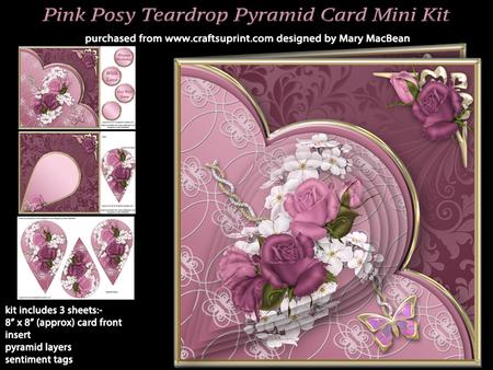 Pink Posy Teardrop Pyramid Card Mini Kit