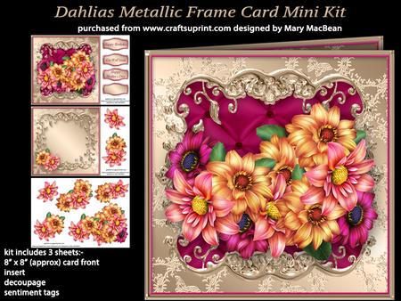 Dahlias Metallic Frame Card Mini Kit
