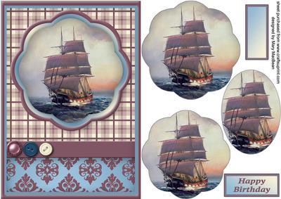 Sailing Ship Petal Pyramid Card