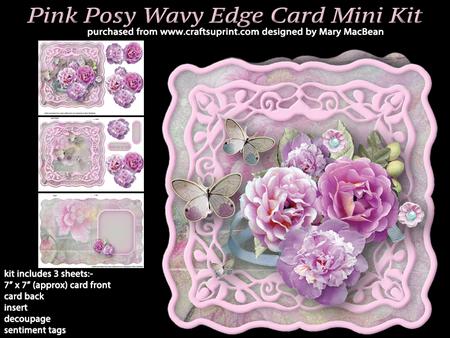 Pink Posy Wavy Edge Card Mini Kit