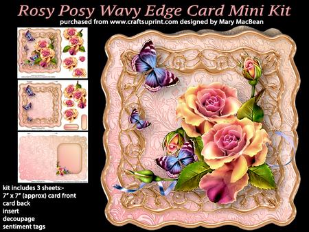 Rosy Posy Wavy Edge Card Mini Kit