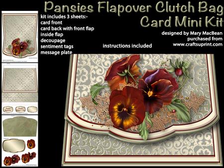 Pansies Flapover Clutch Bag Card Mini Kit