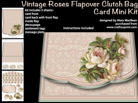 Vintage Roses Flapover Clutch Bag Card Mini Kit