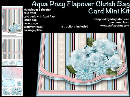Aqua Posy Flapover Clutch Bag Card Mini Kit