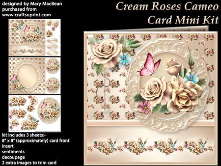 Cream Roses Cameo Card Mini Kit