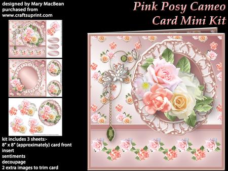 Pink Posy Cameo Card Mini Kit