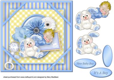 Hush Little Baby Corner Frame Card - Blue