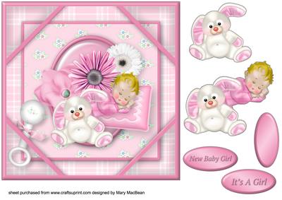 Hush Little Baby Corner Frame Card - Pink