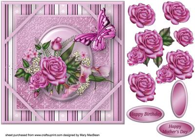 Pink Roses Corner Frame Card