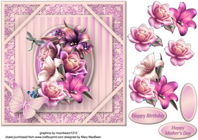 Roses and Lilies Corner Frame Card