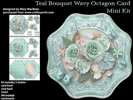 Teal Bouquet Wavy Octagon Card Mini Kit
