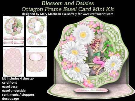 Blossom and Daisies Octagon Frame Easel Card Mini Kit