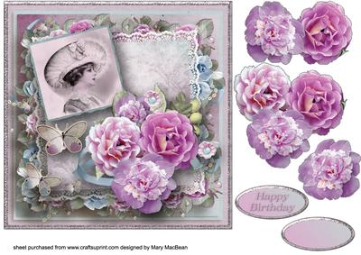 Pink Posy Shabby Chic Card Front