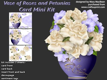 Vase of Roses and Petunias Card Mini Kit