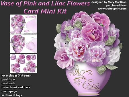 Vase of Pink and Lilac Flowers Card Mini Kit