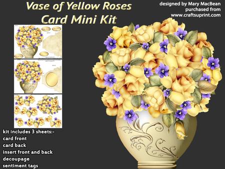 Vase of Yellow Roses Card Mini Kit