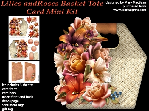 Lilies and Roses Basket Tote Card Mini Kit