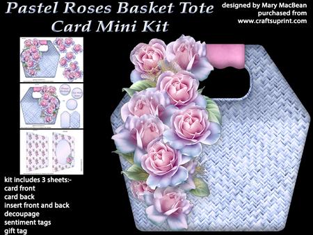Pastel Roses Basket Tote Card Mini Kit