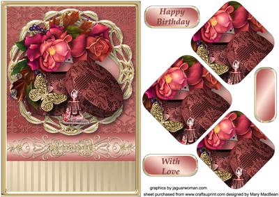 Gift and Roses Framed Pyramid Card Front