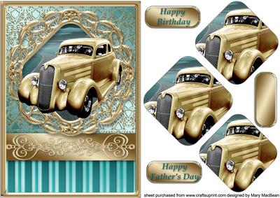 Gold Car Framed Pyramid Card