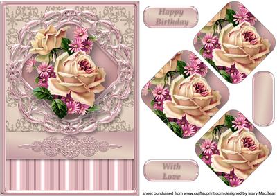 Vintage Roses Framed Pyramid Card Front