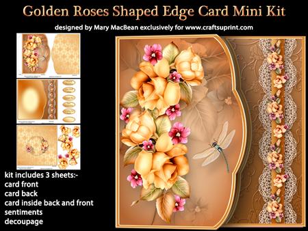 Golden Roses Shaped Edge Card Mini Kit