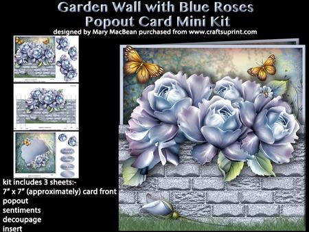 Garden Wall with Blue Roses Popout Card Mini Kit