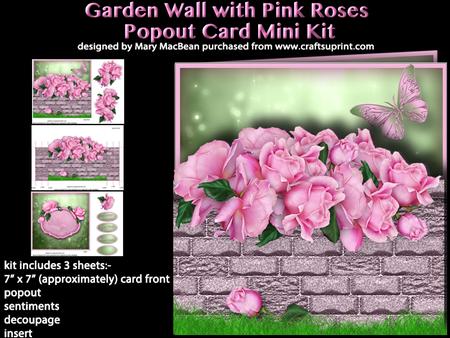 Garden Wall with Pink Roses Popout Card Mini Kit