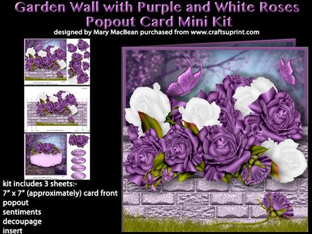 Garden Wall with Purple and White Roses Popout Card Mini Kit
