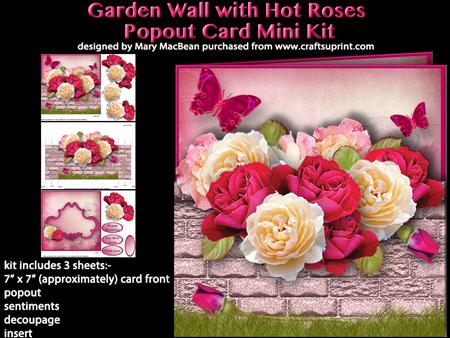 Garden Wall with Hot Roses Popout Card Mini Kit