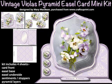 Vintage Violas Pyramid Easel Card Mini Kit