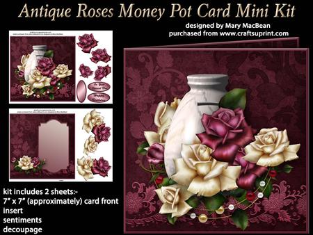 Antique Roses Money Pot Card Mini Kit