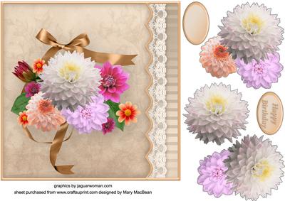 Delightful Dahlias Lacy Border Card Front
