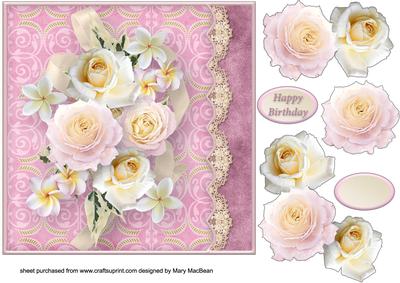 Rose Bouquet Lacy Border Card Front