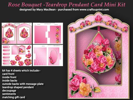Rose Bouquet - Teardrop Pendant Card Mini Kit