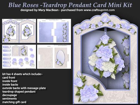 Blue Roses - Teardrop Pendant Card Mini Kit
