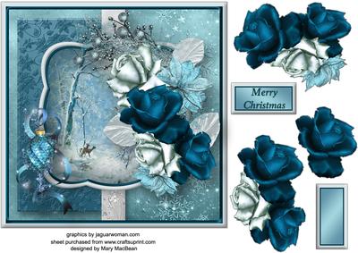 Christmas Roses Decoupage Card Front