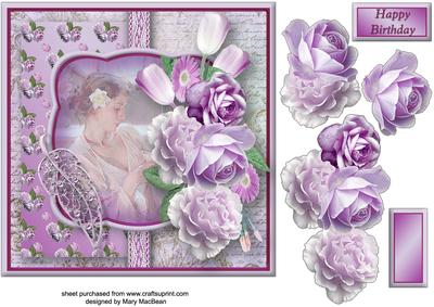 Shabby Chic Flowers Decoupage Card Front