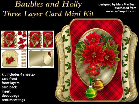 Baubles and Holly Three Layer Card Mini Kit