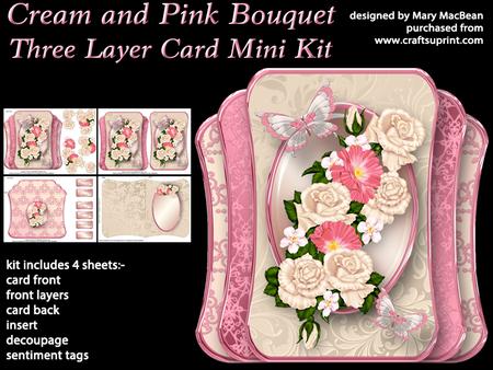 Cream and Pink Bouquet - Three Layer Card Mini Kit