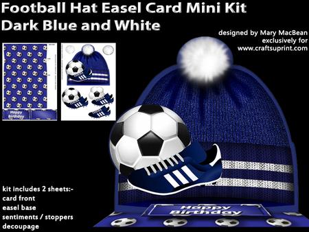Football Hat Easel Card Dark Blue and White