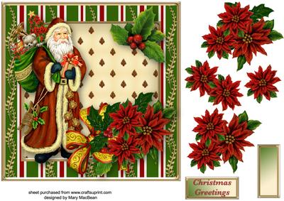Vintage Santa Decoupage Card Front