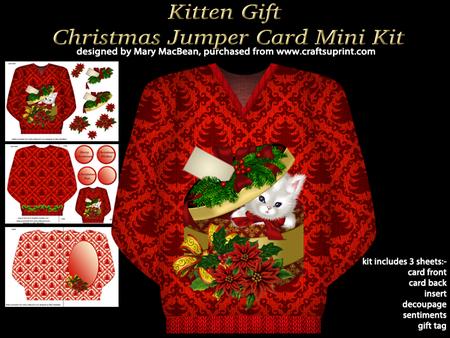 Kitten Gift - Christmas Jumper Card Mini Kit
