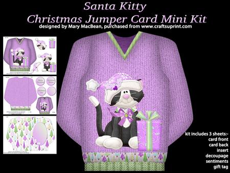 Santa Kitty - Christmas Jumper Card Mini Kit