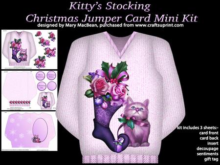 Kitty's Stocking - Christmas Jumper Card Mini Kit