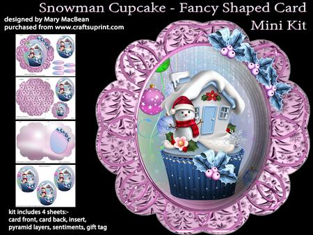 Snowman Cupcake - Fancy Shaped Card Mini Kit