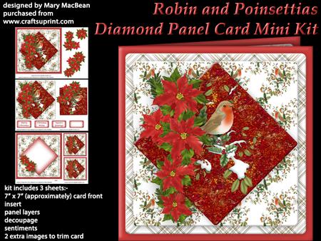 Robin and Poinsettias - Diamond Panel Card Mini Kit