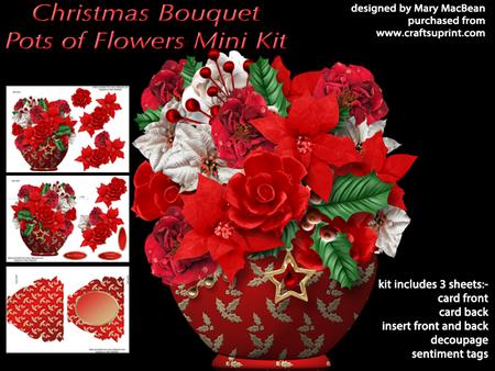 Christmas Bouquet - Pots of Flowers Card Mini Kit