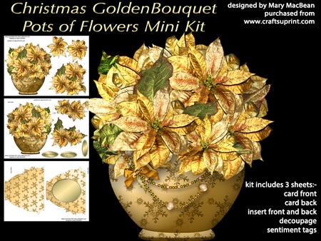 Christmas Golden Bouquet - Pots of Flowers Card Mini Kit